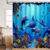 Coastal Marine Shower Curtain: Dolphin, Starfish, Seahorse, Seashell, Sea Turtle - Moisture-Proof, Mildew-Resistant, Waterproof, Beach Bathroom Décor