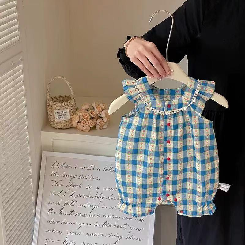 

Летний клетчатый комбинезон без рукавов для новорожденных (0-3 года) 66cm