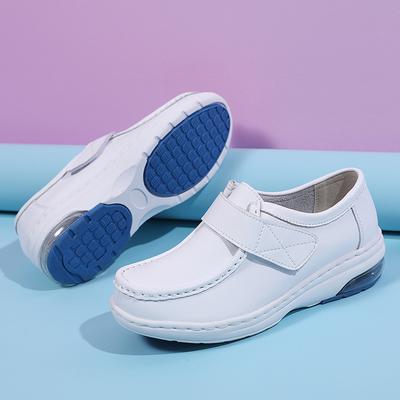 Prawdziwa Skóra Damskie Buty Miękka Podeszwa Wsuwane Białe Koturny Casualowe Damskie Buty Wygodne Ciepłe Modne Buty Robocze dla Pielęgniarek