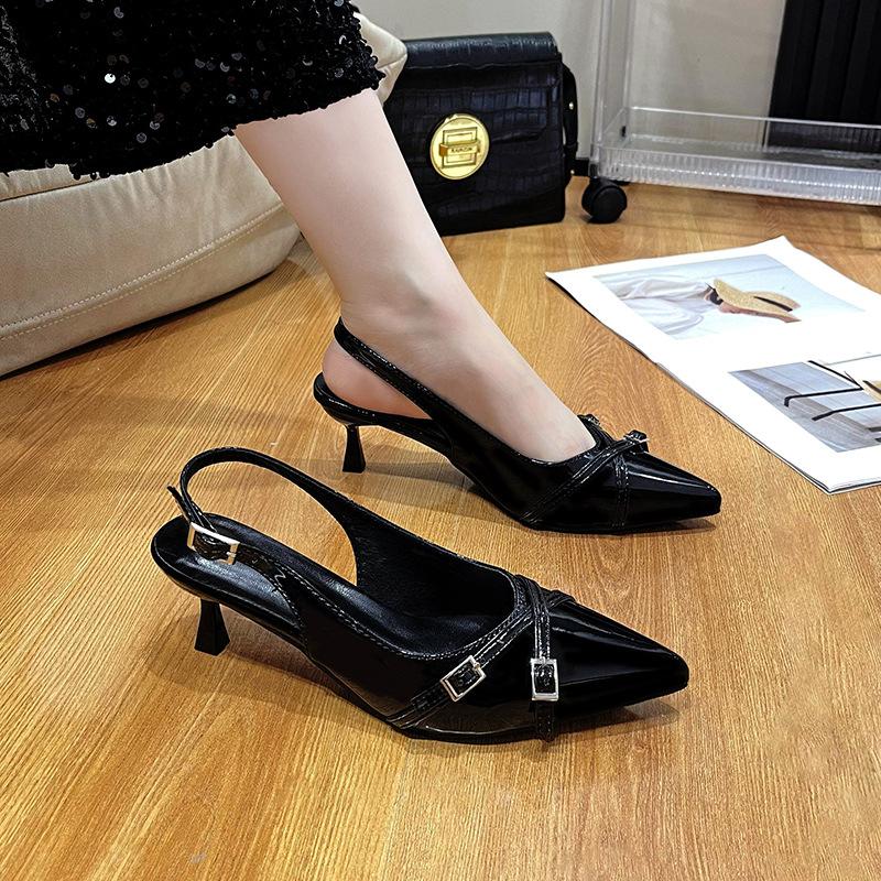 Fashion 2025 Summer Elegant Buckle Decorated Stiletto Women's Shoes Fashionable Pointed Toe Shallow Mouth New High-heeled Shoes