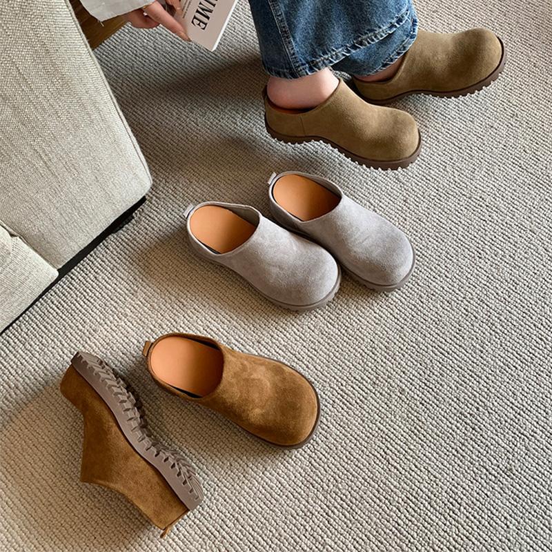 Slippers Women Outside Spring New Retro Casual Slippers with Thick Bottom Increased Inner Height Baotou Slippers Sandals