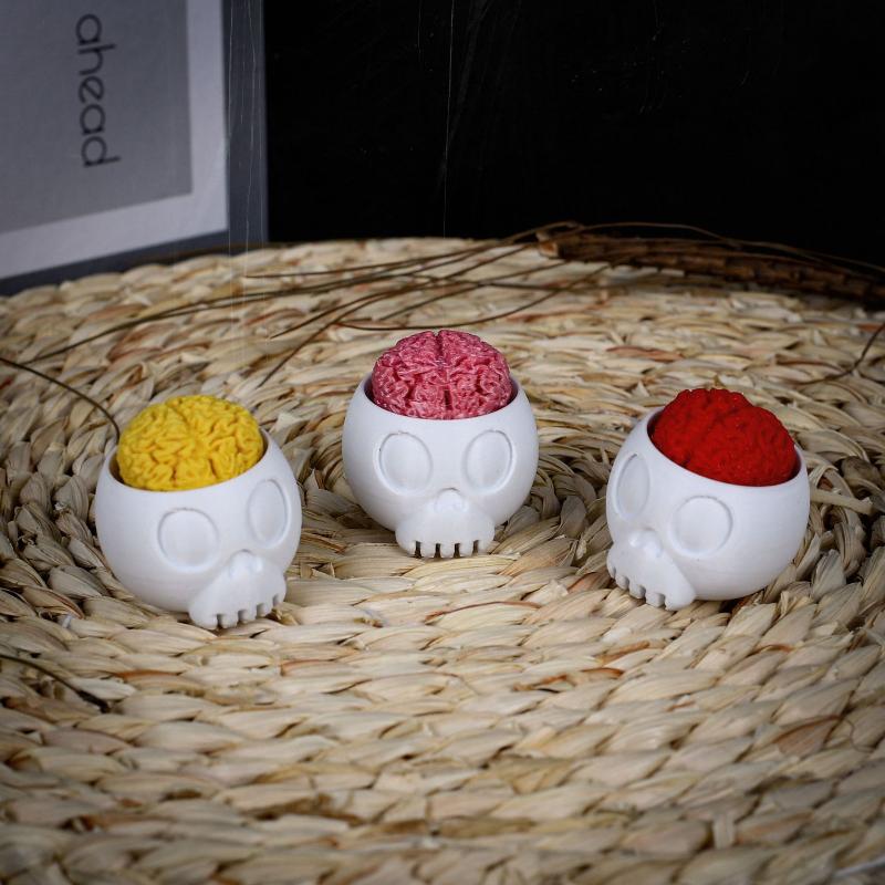 Fun 3D Printed Skull Brain Clicker Keychain Skull Button Fidget Clicker Mechanical Keyboard Bag Pendant Stress Relief Toy