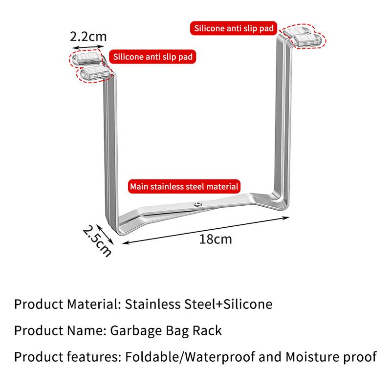 Stainless Steel Trash Bag Holder With Sturdy Non Slip Frame For Kitchen Countertop Food Waste Storage Camping Picnics