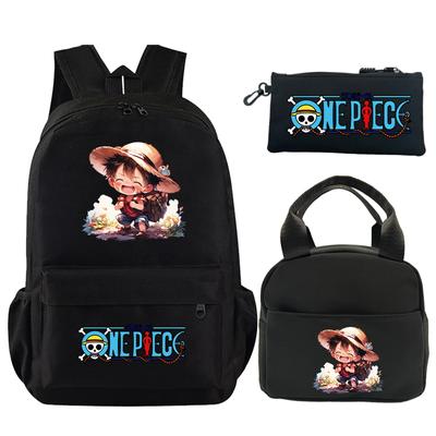 3 pçs/set mochila anime uma peça impressa bookbag com almoço caso lápis adolescente crianças menina menino mochila