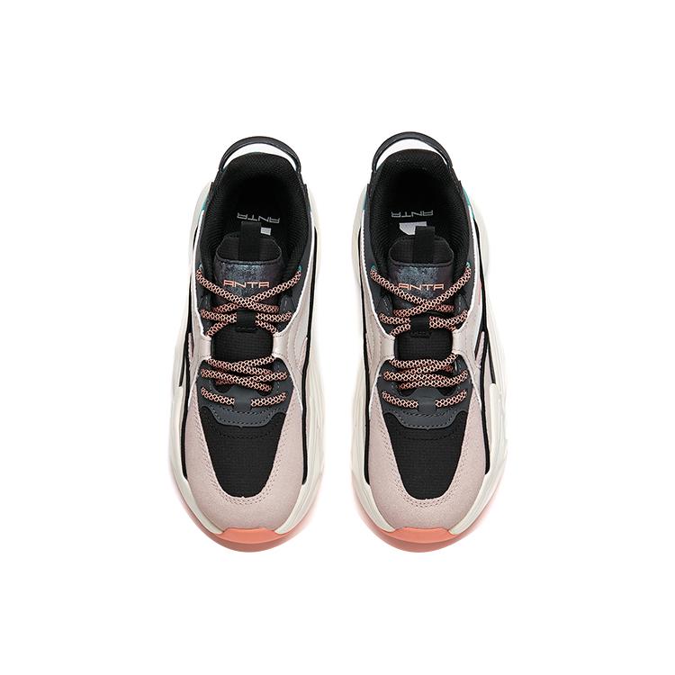 Anta Chunky Sneakers Women's Low Top Black/Lotus Gray/Ivory White 122118883-4