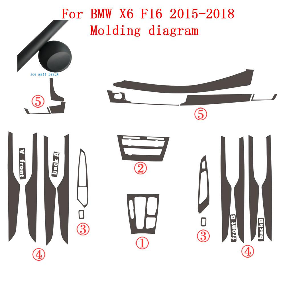 Car-Styling Carbon Fiber Car Interior Center Console Color Change Molding Sticker Decals For BMW X6 F16 2015-2018