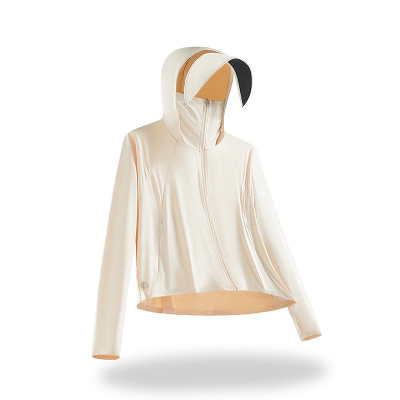 

Женский плащ с капюшоном из ледяного шелка с защитой от УФ-лучей - Черный козырек, Солнцезащитный, Летняя одежда для улицы XL