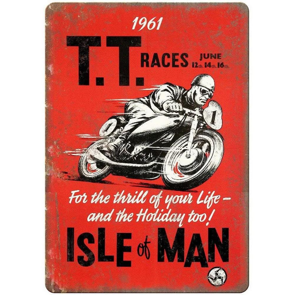 Car Motorcycle Racing Metal Tin Signs Mustang Poster Plate Wall Decor for Bars Game Room Man Cave Cafe Club Retro Posters Plaque