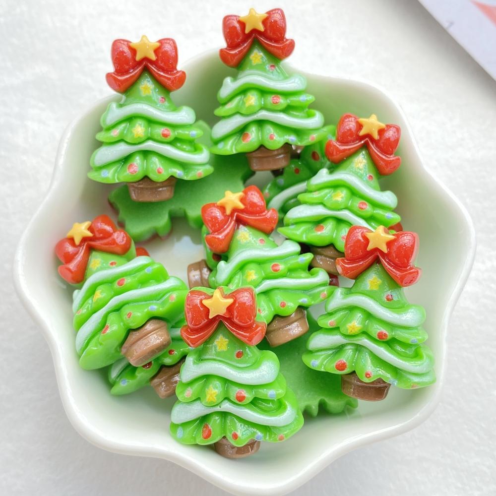 

10 шт. Новые милые смоляные рождественские снеговики, елки, серия маленьких колокольчиков, плоская задняя сторона, скрапбукинг, DIY, аксессуары для украшения ювелирных изделий