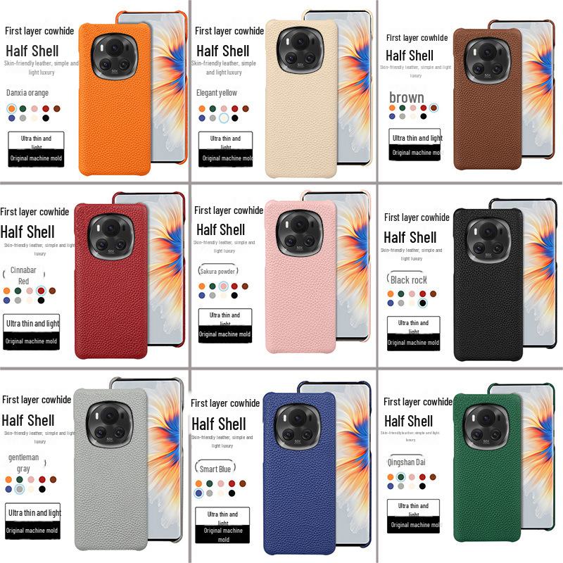 

Защитный чехол из натуральной воловьей кожи с узором личи для Honor Magic 4 Pro Ultimate Edition Honor Magic 6