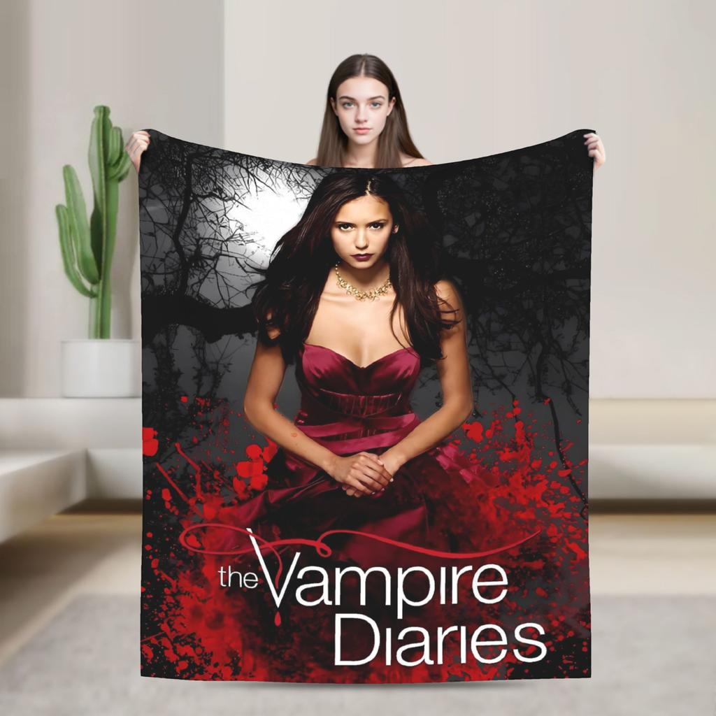 V-Vampire Diaries  Blanket Quality Warm Soft  Throw Blanket Winter Kids Adult Couch Chair Sofa Bed Funny Bedspread