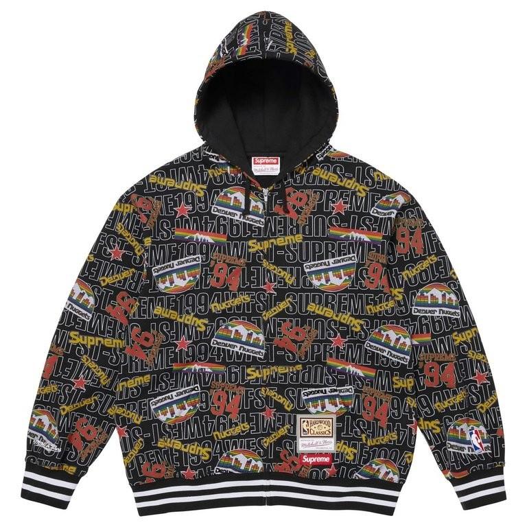 Supreme x Mitchell & Ness Teams Zip Up Hooded Sweatshirt Black