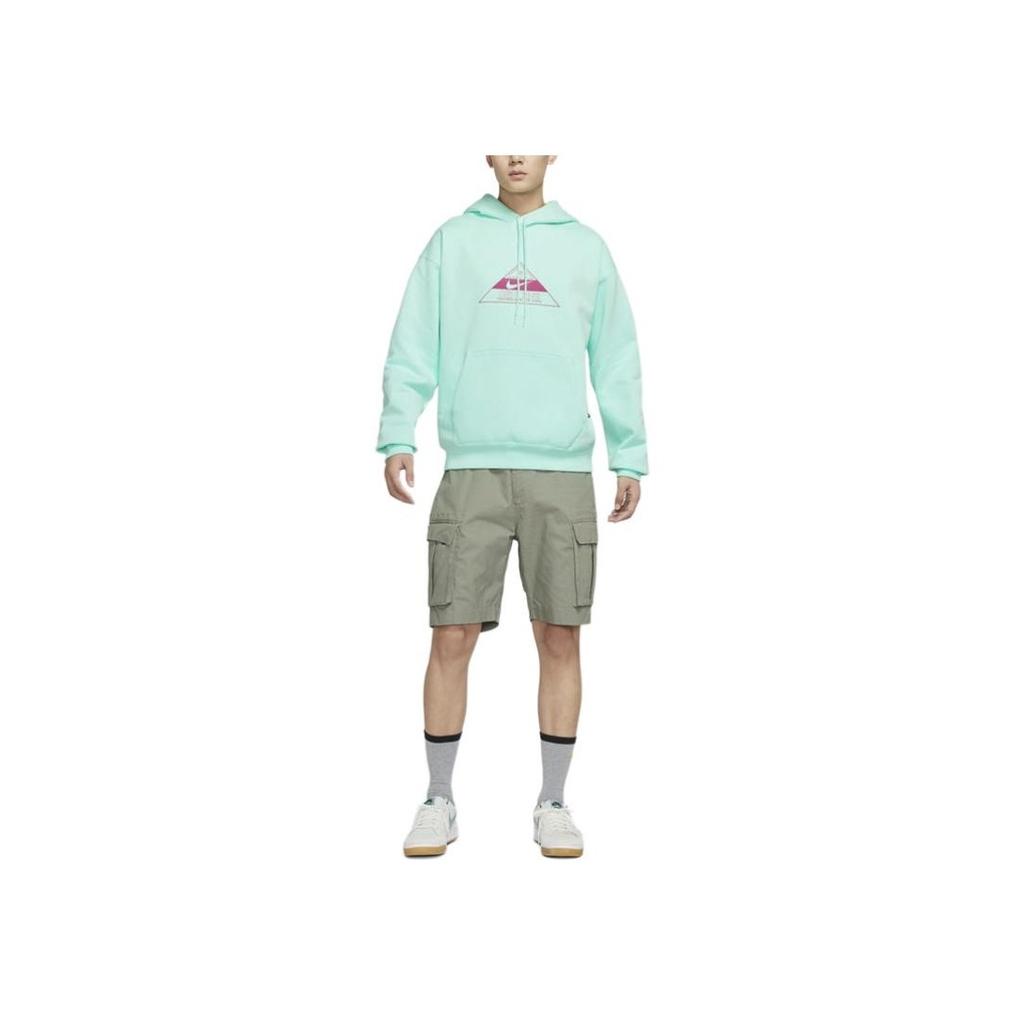 Nike Logo Print Drawstring Hoodie Unisex Tops Mint-Green DR1039-379