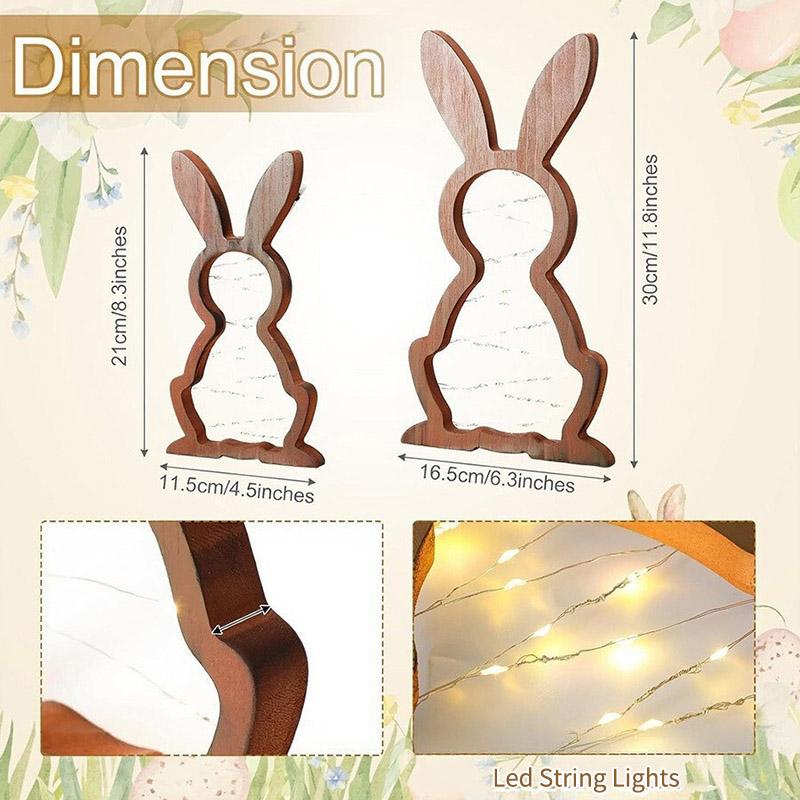 Easter Bunny Night Light Home Decorations Ornament Wooden Easter Party Decoration Luminous Night Light Wooden Crafts New Year