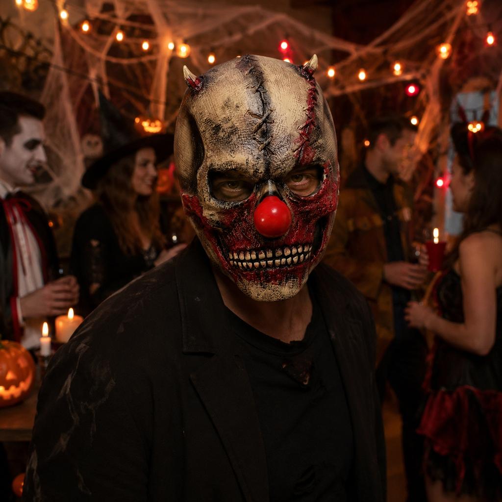 Skeleton with Red Nose for Halloween Party Costume