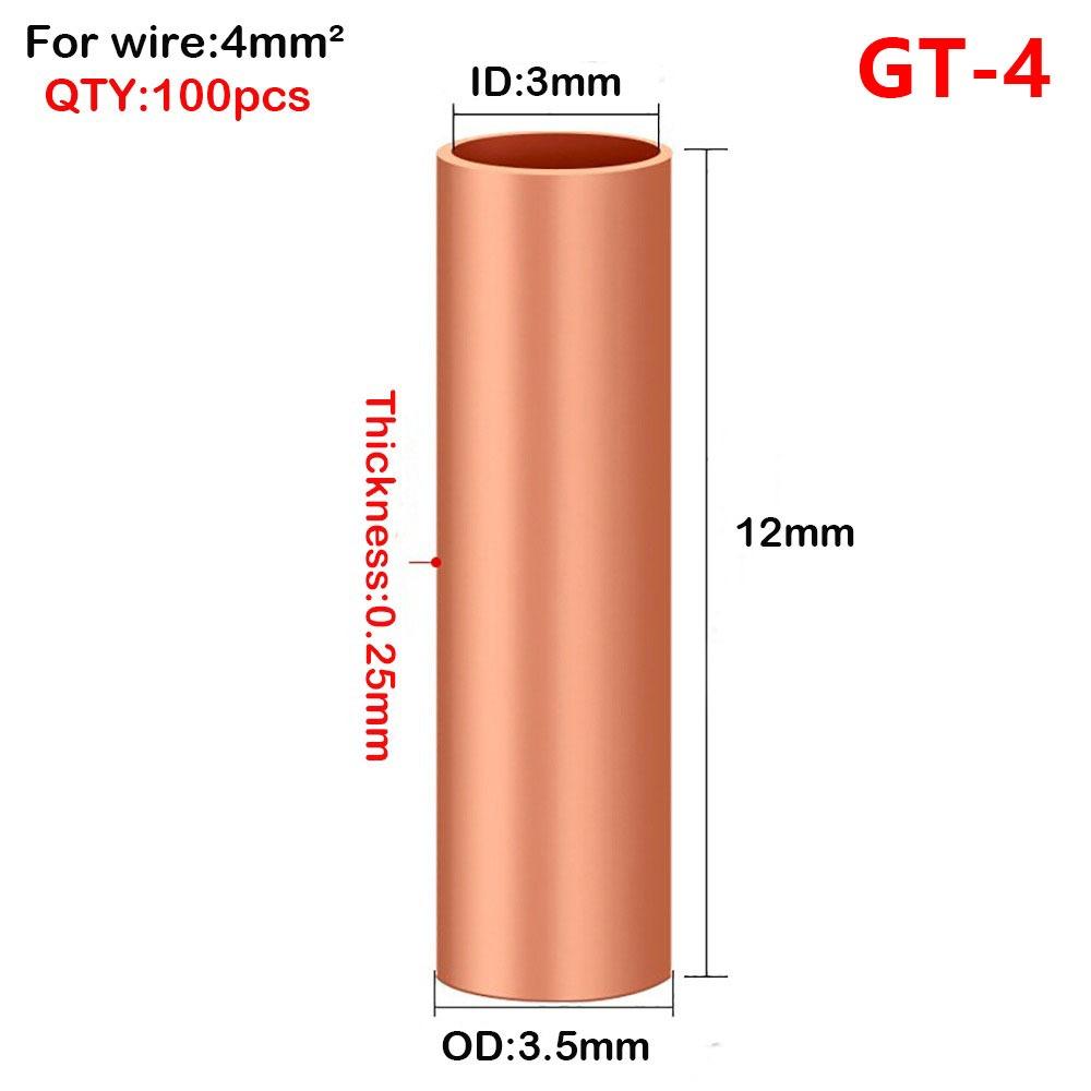 100Pcs Hole Passing GT Copper Terminal Connecting Tube GT Sleeve Tube  Terminal Block