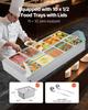 Commercial Food Warmer, 1700W Electric Stainless Steel Steam Food Warmer with Glass Cover, 10-Pan Countertop Buffet Bain Marie with Soup & Perforated