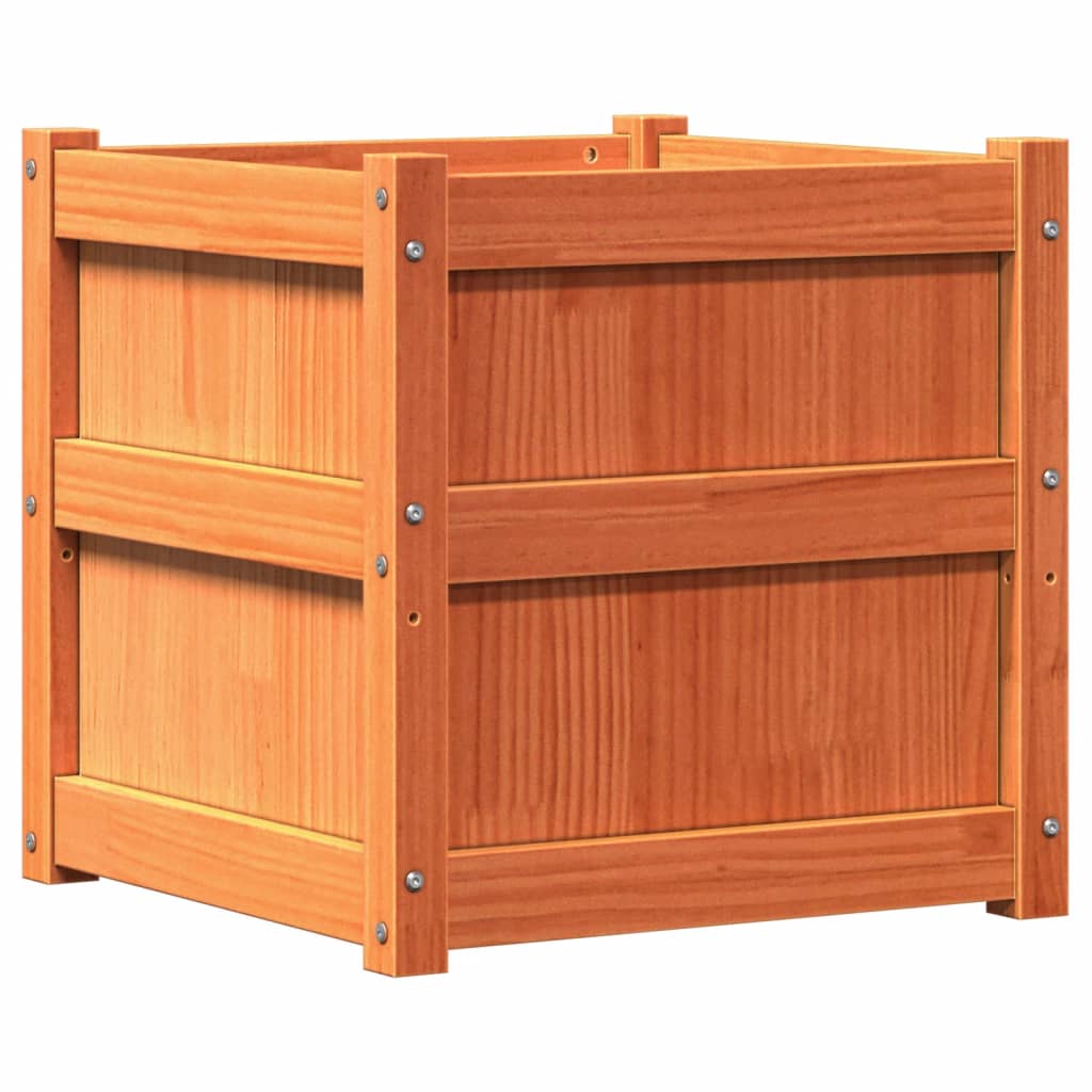 Planters 2 pcs Wax Brown Solid Pine Wood