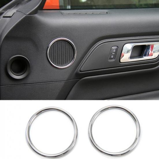 Inner Door Speaker Decoration Frame Trim Cover for Ford Mustang 2015- Chrome