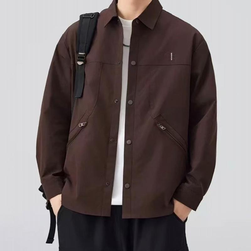 2025 Autumn Men's Japanese Retro Workwear Jacket: Casual Trendy Lapel Outerwear with High-End Feel