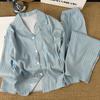 Korean Simple Contrasting Striped Pajamas Women's New Summer Loose and Lazy Long-sleeved Trousers Loungewear Two-piece Set