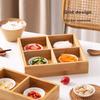 Dried Fruit Tray with Bamboo Wood Dividers, 4-Compartment Nut Dish, New Chinese Style Storage Box, Tea Brewing Tray for Living Room Coffee Table