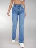 2025 Women's High-Waisted Micro-Flare Light Blue Jeans - Slimming and Flattering European and American Style Long Pants