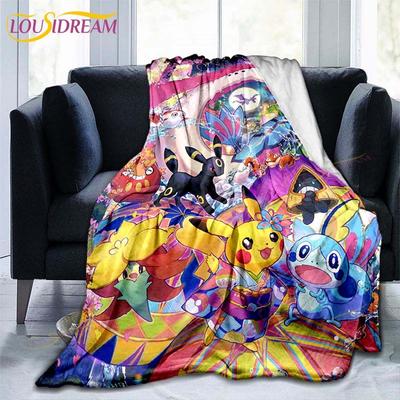 Pokemon Pattern Throw Blanket Couch Quilt Cover Travel Bedding Outlet Throw Blanket Flannel Blanket Bedspread Grinch Blankets