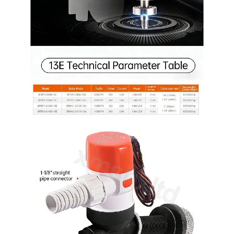 DC12V Yacht Aerator Bait Pump Livewell DC Submersible Pump for Lures, Sea Fishing, Boat Fishing, Etc.Boat Water Pump