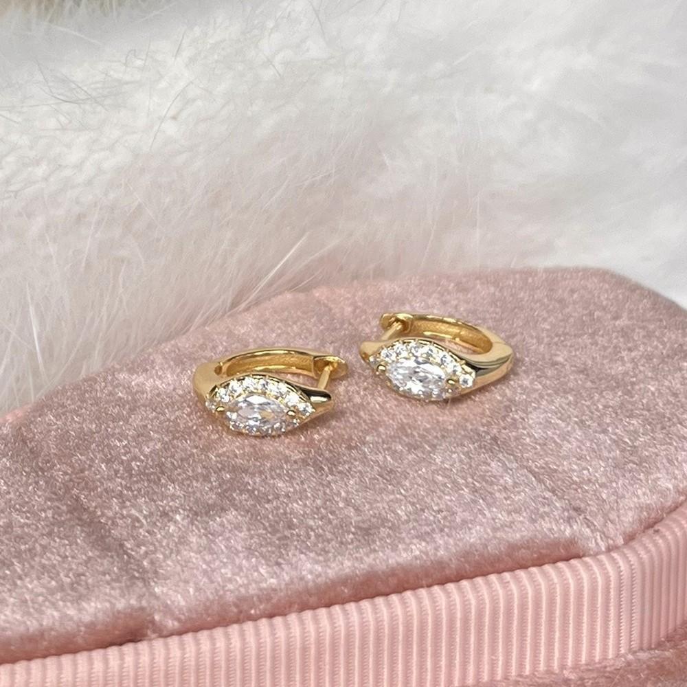 925 Sterling Silver Electroplated 18K Gold French Retro Large Zircon Geometric Earrings for Women Temperamen Jewelry Accessories Gold