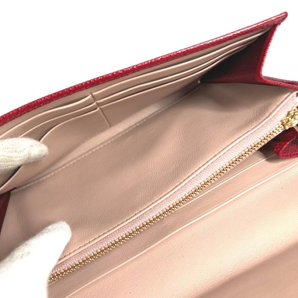 BVLGARI Bulgari Bulgari Logo Clip Bi-fold flap Long Wallet Leather Red