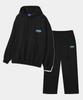 [Set] Dolphin Silicone Print Hoodie & One-Pleat Pants Black