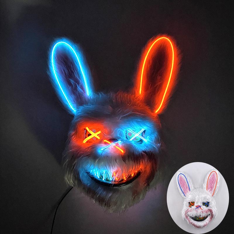 

Halloween Luminous Scary Bunny Mask Led Light Up Bloody Bunny Mask Creepy Masks With Ears For Girl Boy Halloween Cosplay Costume