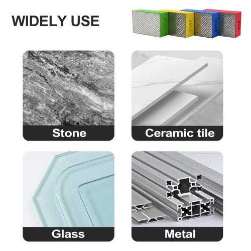 Egofix Diamond Hand Polishing Pads (4 Pieces) for Ceramic Tile and Glass Grinding, Sanding Blocks, 60#, 100#, 200#, and 400#