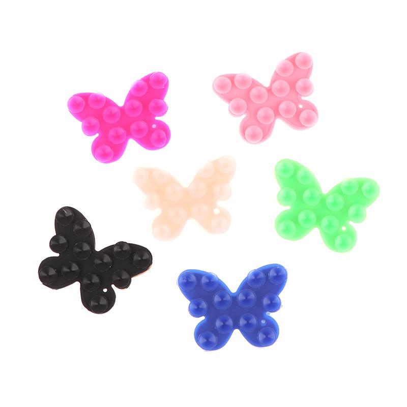 1 szt. Silikonowa podkładka w kształcie motyla do mocowania telefonu komórkowego, przyssawka z tyłu, samoprzylepna, silikonowa, stała przyssawka