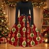 Women's Casual Christmas Print Neck Vintage Dress for Holiday Party