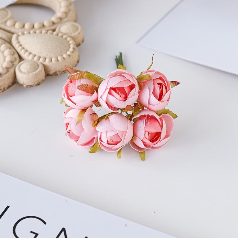 6Pcs Bouquet Multicolor Silk Roses Bouquet Vases for Home Decor Wedding Decorative Flowers Wholesale Christmas Wreath Scrapbook