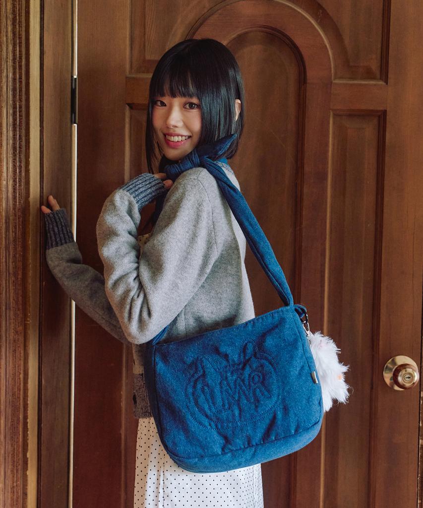 Lmr Stitch Point Denim Padded Crossbody Bag Blue