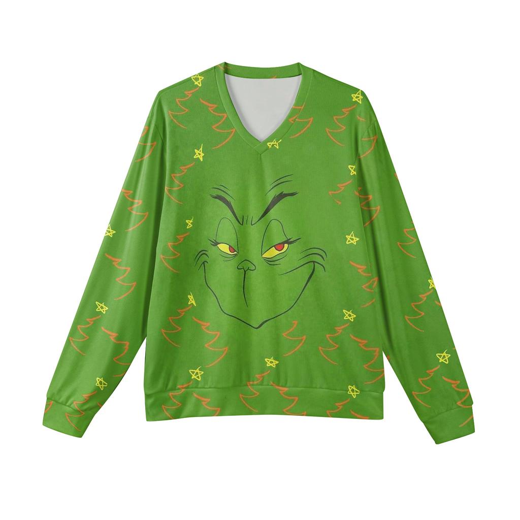 Herren V-Ausschnitt Langarm Rippstrick Pullover