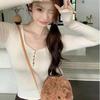 Threaded German Velvet Slimming Short T-Shirt for Women - Sweet, Trendy European Style
