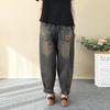 Künstlerische Retro-Stickjeans Damenbekleidung Frühling Herbst Locker Hohe Taille Elastische Denimhose Weibliche Freizeithose