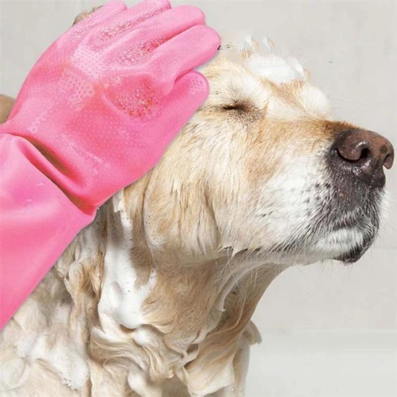Silicone Pet Grooming Gloves Hand Skin Protection Dog Cleaning Gloves Soft Pet Bathing Glove For Dog Hair Healthy Puppy Supplies
