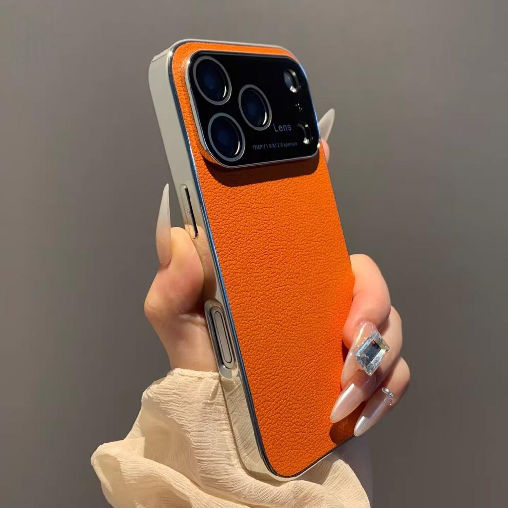 Luksusowe Wegańskie Skórzane Poszycie Odporne na Wstrząsy Etui na Telefon dla iPhone 17 Air 16 15 14 Plus 13 12 Pro Max Ochrona Soczewki Aparatu Matowa Pokrywa