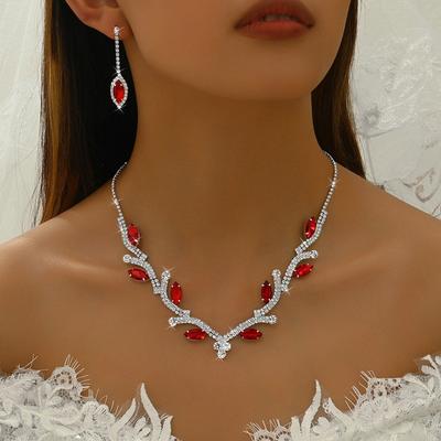 2025 Neues Design Mode Wasser Diamant Halskette Ohrringe Zweiteiliges Set Geeignet für Hochzeit Braut Bankett Party Feiertagsgeschenk