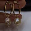 Unique Natural Wrinkled Edison Pearl Earrings Light Luxury Ear Jewelry 2024 New Trendy Foreign Style Stud Earrings Pendant