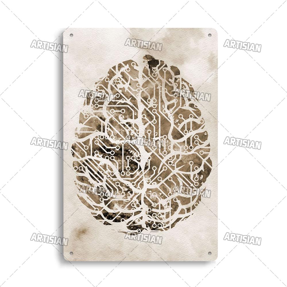 Placca Metallica Artigianale Clinica Dentista Cartello in Latta Anatomia Piatto Decorativo Medico Ospedale Chirurgia Dente Organo Ossa Nervo Cervello