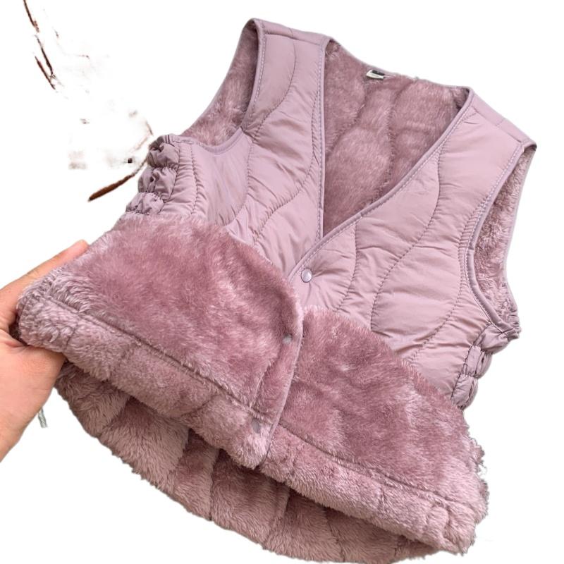 Ladies' Velvet Warm Vest Women's Slim Fit Windproof V-neck Inner Liner Winter Comfort Woman's Single Breasted Tank Tops