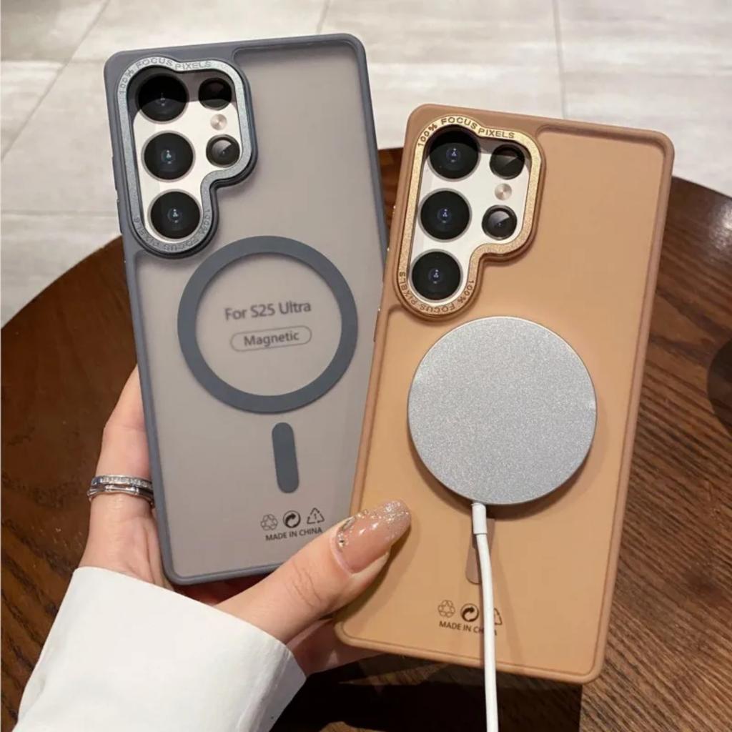 Luxury Matte Clear Magsafe Case for Samsung Galaxy S25 S24 S23 Ultra Plus S24FE Magnetic Wireless Charge Shockproof Bumper Cover