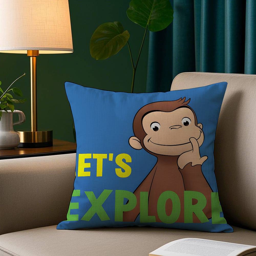 Good Night George The Curious Monkey Pillow Case Short Plush Print Cushion Cover Square Throw Pillow Covers Sofa Home Decor