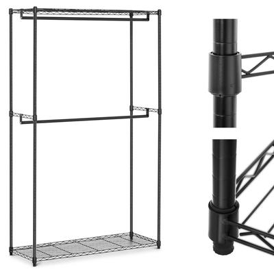 Wire Clothes Rack for Wardrobe, 2 Shelves, 2 Hangers, 120 X 45 X 180 Cm, Up To 200 Kg